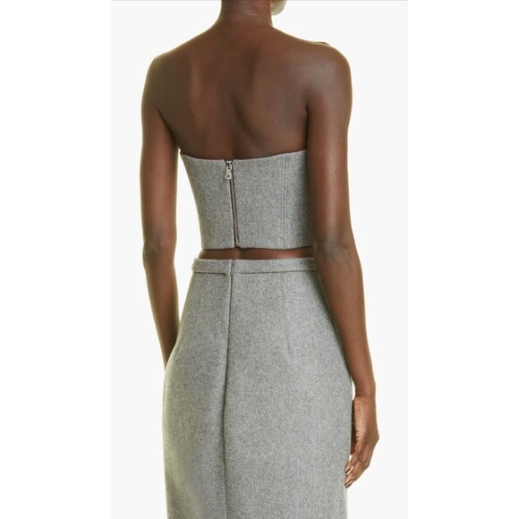 $525 LaQuan Smith Boiled Wool Bustier Top Heather Gray Size Medium NWT - Picture 4 of 10